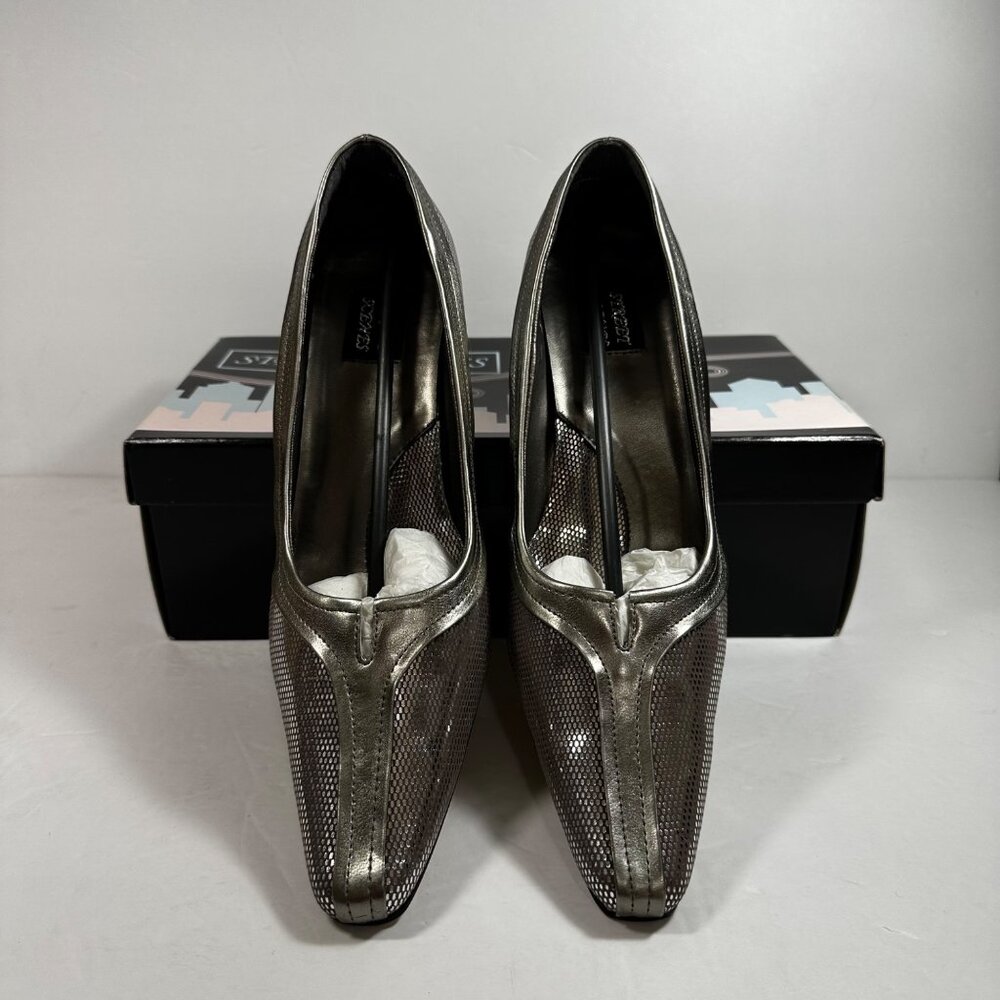 Street Scenes Silver Mid-Heel Pumps Size 9.5M Whimsical Glam Fairy Cocktail - Picture 3 of 7